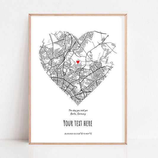 Street Map Poster 'Heart'